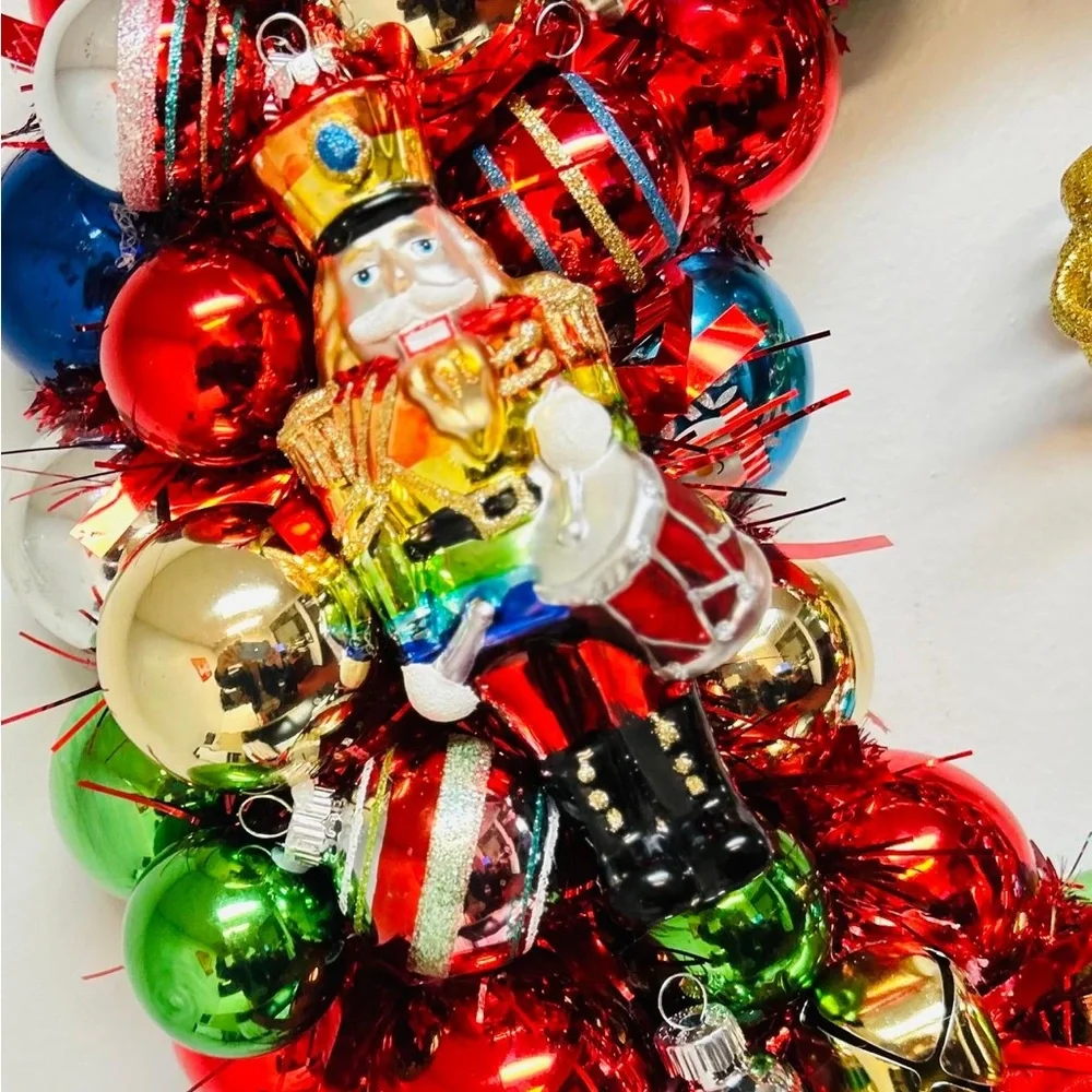 Festive Holiday Ornament Wreath - Multicolor